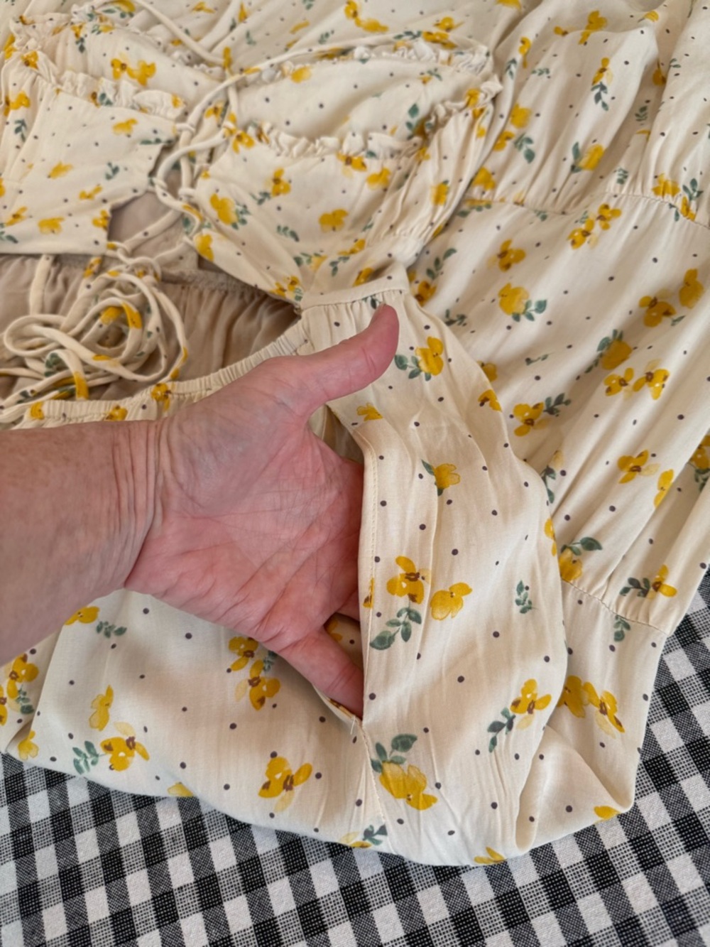 Dress Forum Yellow Floral Tiered Midi Dress Milkmaid Cottagecore Size M - Picture 9 of 13